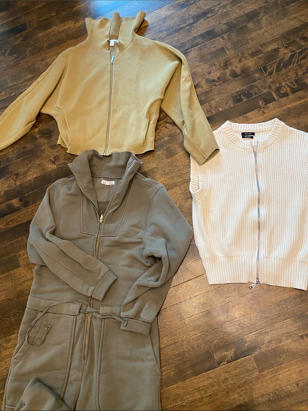 3-Piece bundle COS massimo dutti Neutral Knit & Fleece Set - Taupe, Olive & Crea
